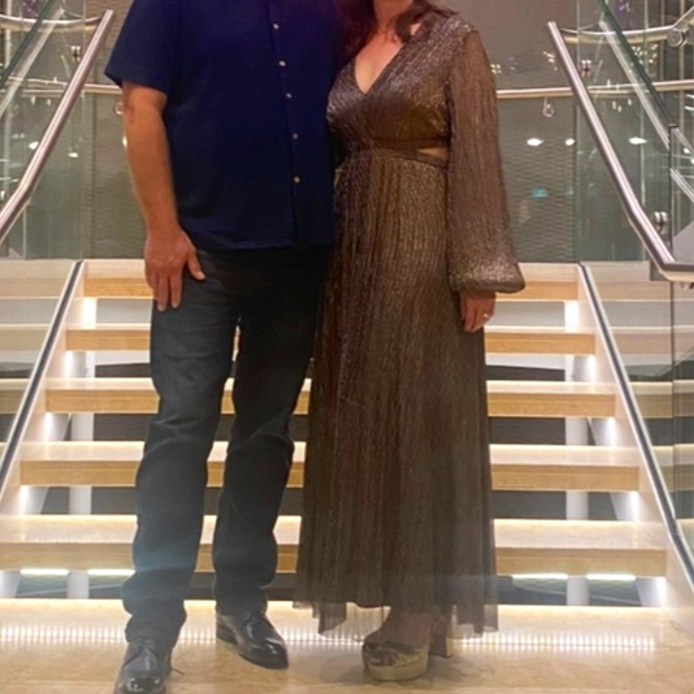 Metallic Shimmer Party Maxi Dress